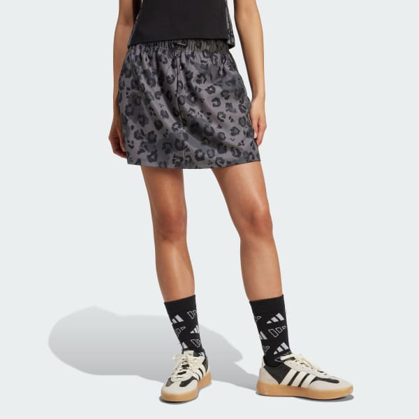 Multicolor Falda tejida de 3 Franjas estampado animal print