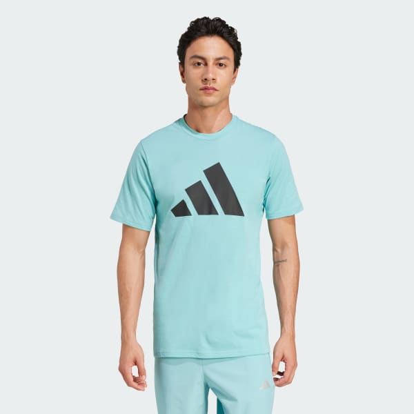 Turquoise T-shirt de training avec logo Train Essentials Feelready