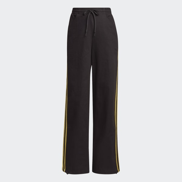 Black Cuffed Pants with Golden Stripes and Drawcord Detail JKZ37