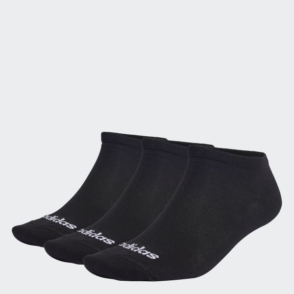 Black Thin Linear Low-Cut Socks 3 Pairs