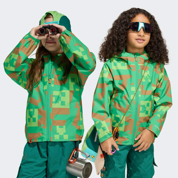 Verde Giacca adidas Minecraft Terrex 2 Layer Climaproof Rain