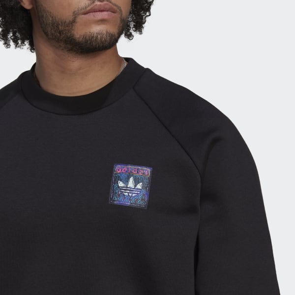 Preto Blusa Moletom Gola Redonda Graphic EWA00