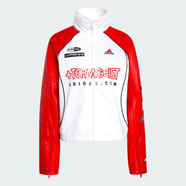 White TEAMGEIST FAUX LEATHER TRACK TOP