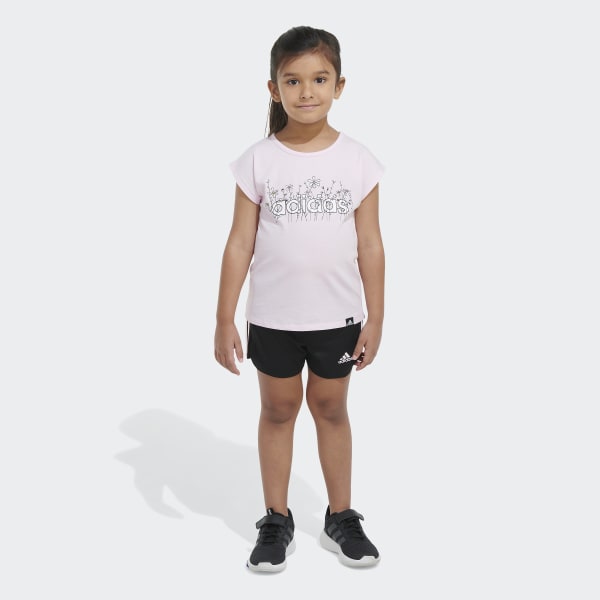 🩳 adidas GRAPHIC TEE MESH SHORT SET - Pink | Kids' Training | adidas US 🩳