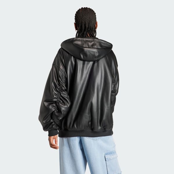 Sort Adilenium Oversized Faux Leather jakke