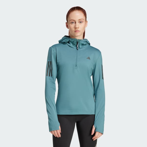 Green Own The Run Winterized Hooded Half-Zip
