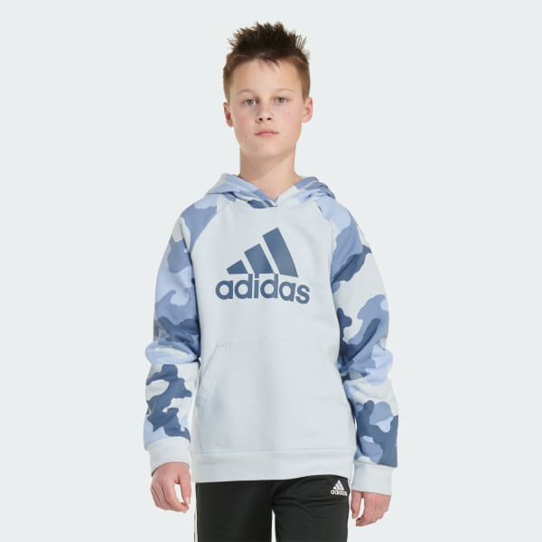 adidas Long Sleeve Printed Colorblock Camo Pullover Hoodie