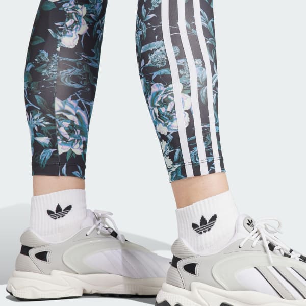adidas Allover Print Flower Leggings - Black, Women's Lifestyle