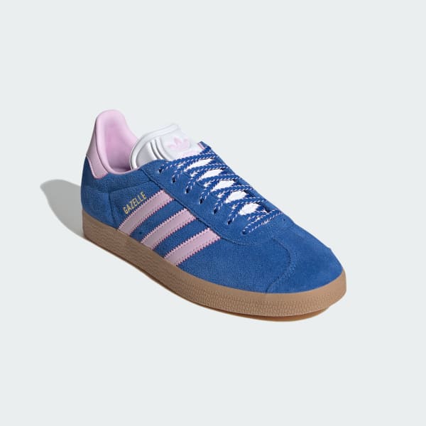 Adidas originals gazelle super trainers in white and blue on sale