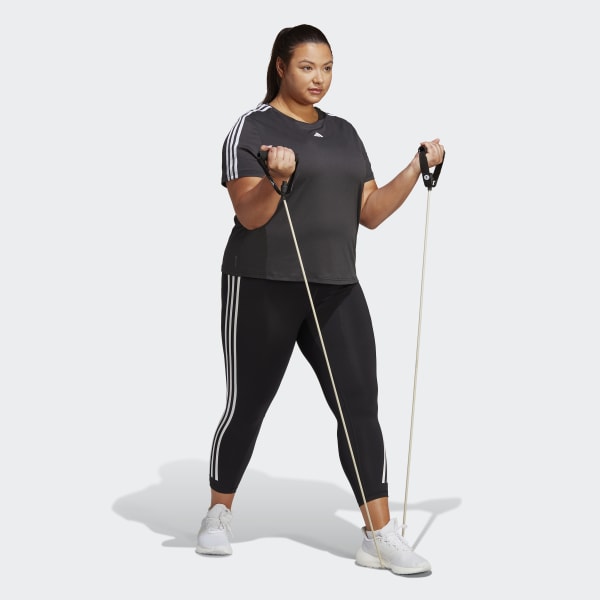 Schwarz AEROREADY Train Essentials 3-Streifen T-Shirt – Große Größen