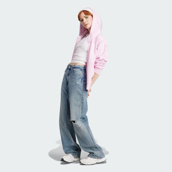 adidas Essentials Full-Zip Boyfriend Hoodie - Pink | Women's Lifestyle |  adidas US