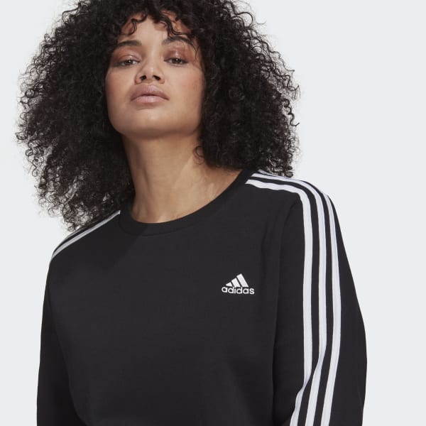 adidas Essentials 3-Stripes Fleece Sweatshirt (Plus Size) - Black ...