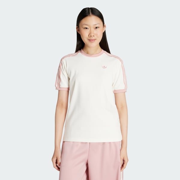 White adidas Originals Ruffle 3-Stripes Tee