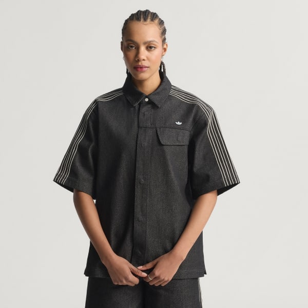 adidas Premium Essentials Denim Shirt Shortsleeve Black Free