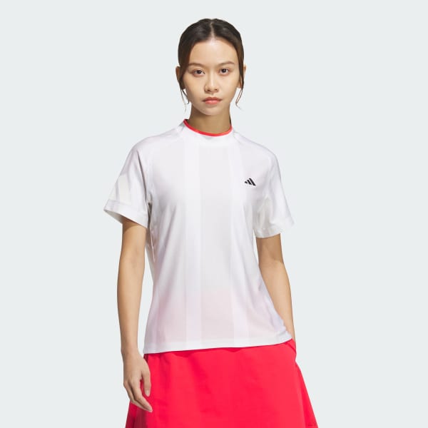 White AEROREADY Adizero Bodymapping Jacquard Mock Neck Short Sleeve Shirt