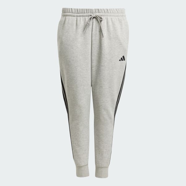 Grey Essentials 3-Stripes Fleece Slim Pants (Plus Size)