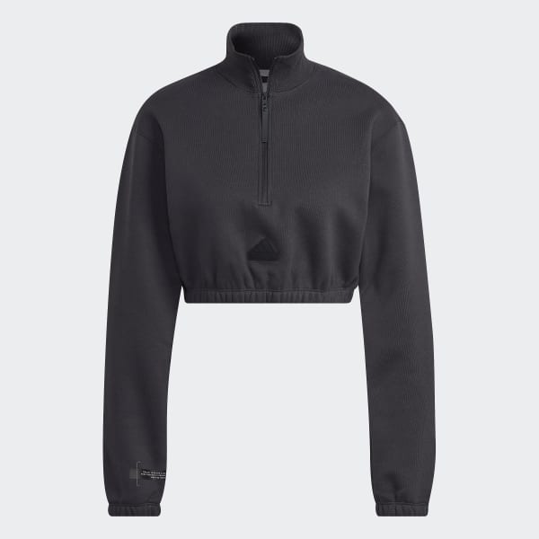 Grey Cropped Half-Zip Sweatshirt L4672