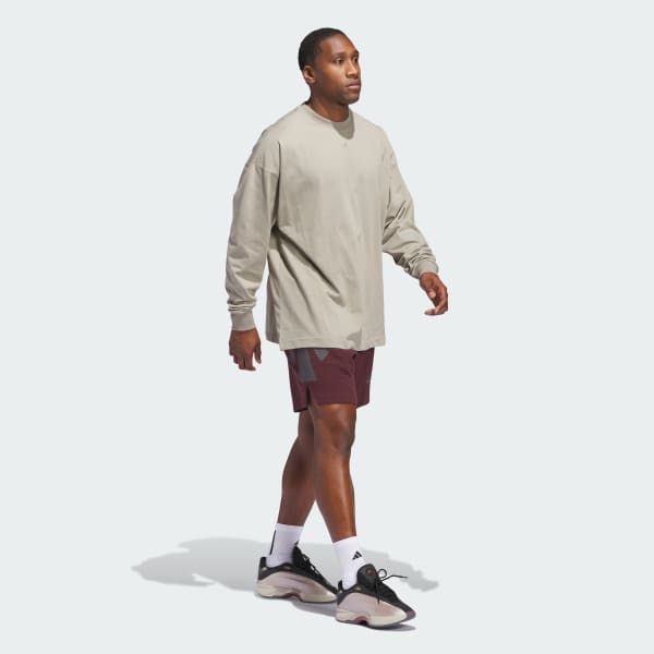 Beige Polo Manga Larga adidas Basketball (Unisex)