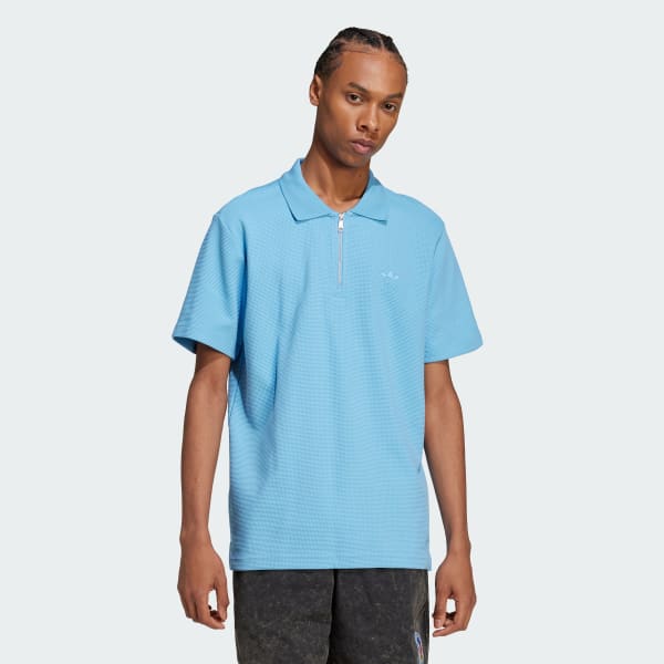 Blue Trefoil Essentials Waffle Polo Shirt