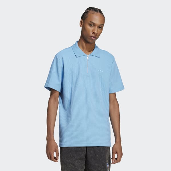 adidas Trefoil Essentials Waffle Polo Shirt Blue adidas Thailand