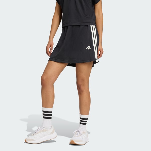 Czerń Spódnica z szortami Stadium 3-Stripes Tennis Inspired Jacquard