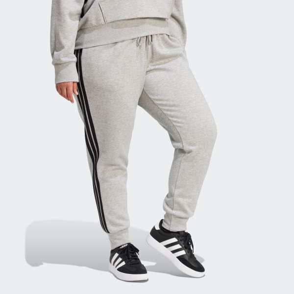 Cinzento Calças Justas de Fleece Essentials com 3 Riscas (Plus Size)