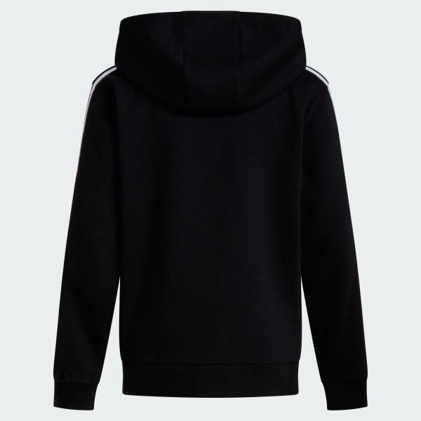 adidas Essentials 3-Stripes Hooded Jacket - Black | Free