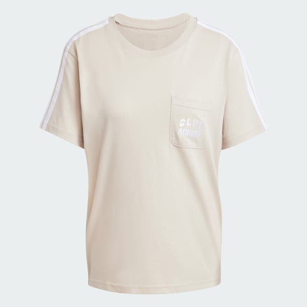 Beige T-shirt graphique poche latérale douce Lounge