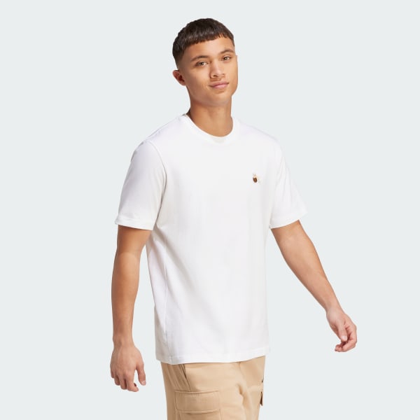 Hvit Dog Hoop Patch Graphic T-skjorte