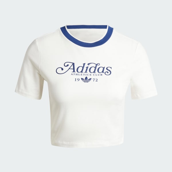 White Graphic Badge Slim 3-Stripes Tee