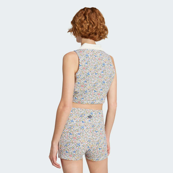 White adidas Originals x Liberty London Sleeveless Crop Polo