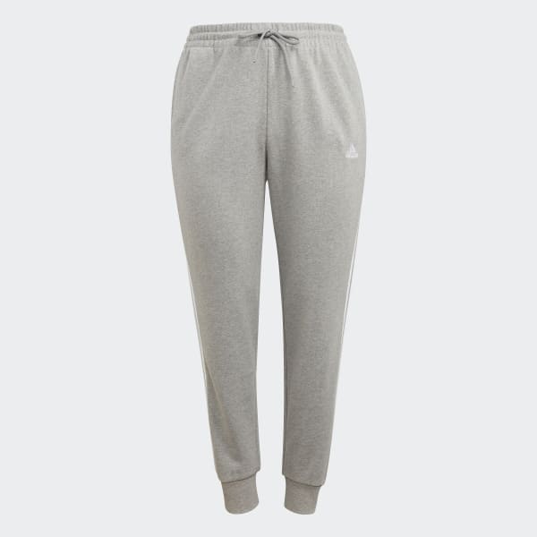 adidas Essentials 3 Stripes French Terry Cuffed Pants Plus Size Grey adidas Thailand