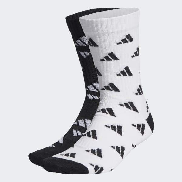 Black 3-Stripes Graphic Sport Socks 2 Pairs