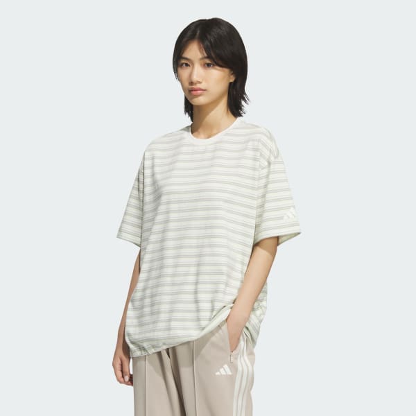 ホワイト スタジアム クローム オーバーサイズフィット マルチストライプ 半袖Tシャツ