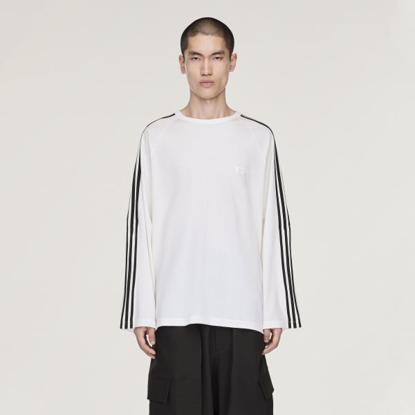 Y-3 CLOSURE LONG SLEEVE TEE ブラック 半袖ホワイト アディダス Y-3 Long Sleeve Wire Tee 3-Stripes - ホワイト