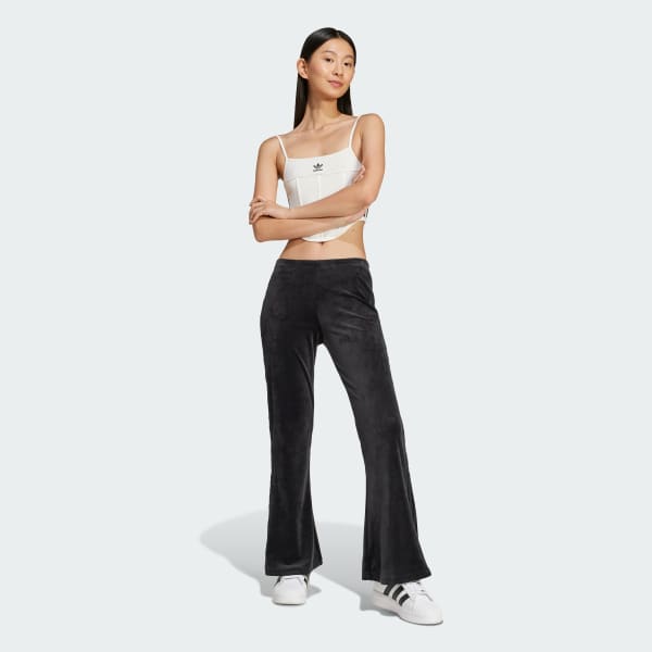 Preto Calça Boca De Sino Veludo Amassado