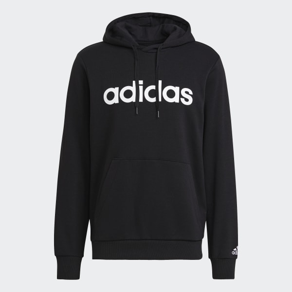 Negro Buzo con Capucha Essentials Logo Lineal Felpa