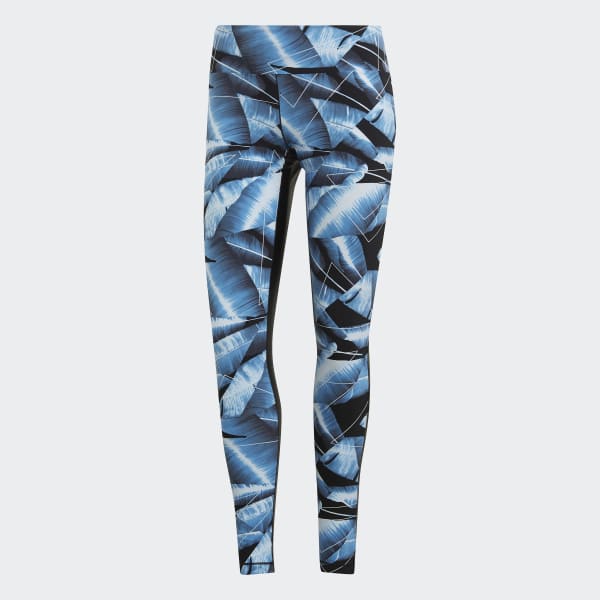 adidas palm print blue leggings