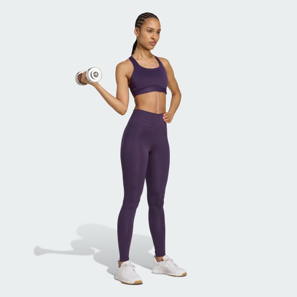 Paars Optimé Essentials Lange Legging met Zakje