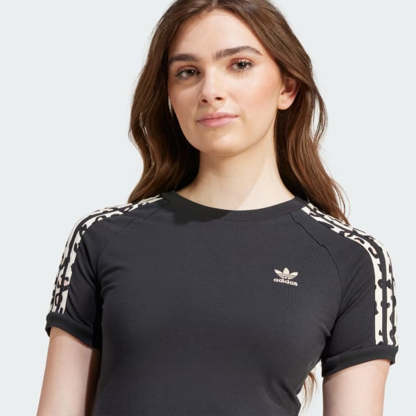 adidas Leopard 3 Stripes Tee Black Free Shipping with adiClub adidas US