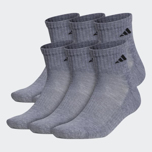 Grey Athletic Cushioned Quarter Socks 6 Pairs D6134A