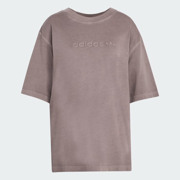 Kahverengi Essentials Linear Boyfriend Washed Geniş Tişört