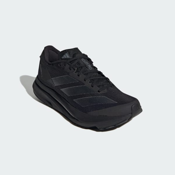 Adidas black running on sale