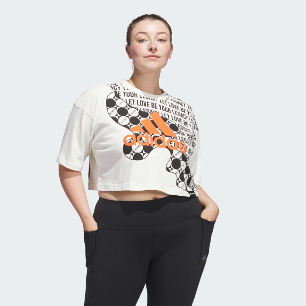 Black graphic crop top sales