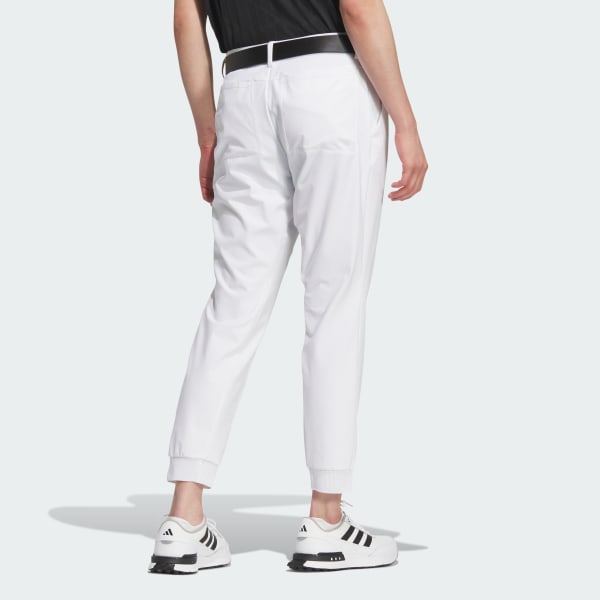 White Ripstop Rib-Hem Ankle Pants