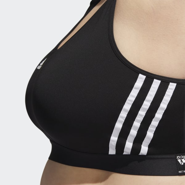 adidas Powerreact Training Medium-Support 3-Stripes Bra (Plus Size) - Black