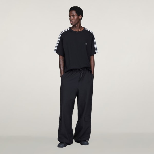 Black Y-3 Short Sleeve Tee 3-Stripes