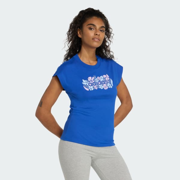 Azul Playera Graphic suave y ajustada