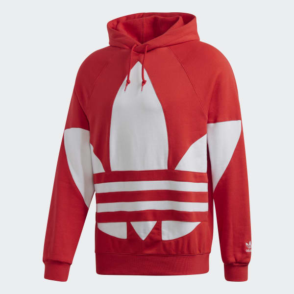 adidas trefoil hoodie men's red