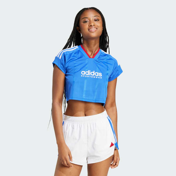 adidas Tiro Cut 3 Stripes Crop Jersey Blue adidas Malaysia